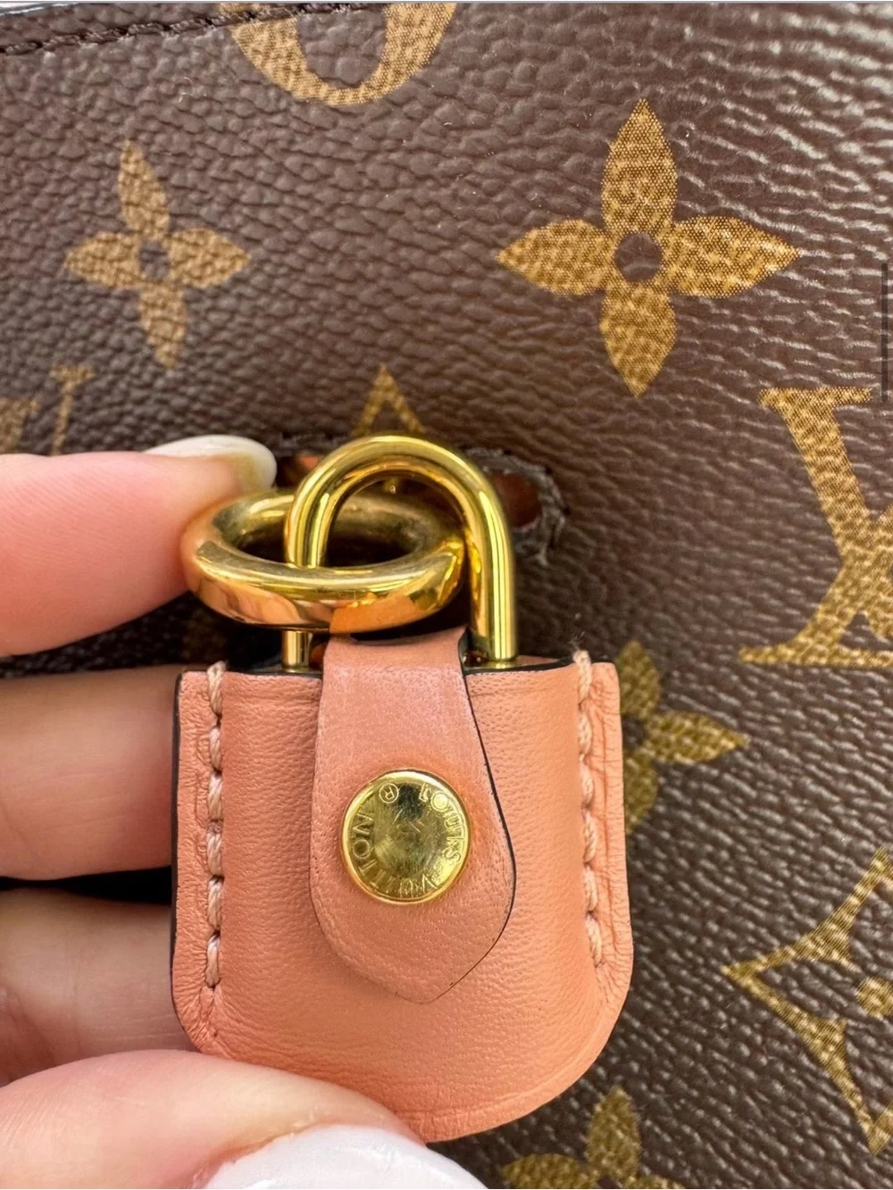 Louis Vuitton Monogram Tote with Pink Leather Tab and Gold Hardware